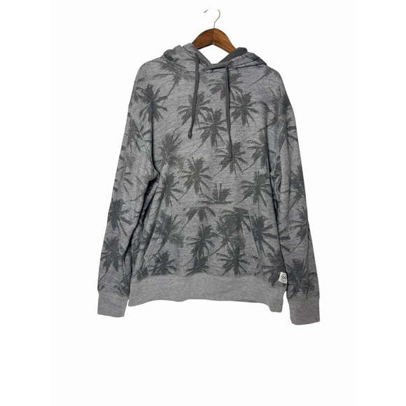 Express Other - Express Hoodie Pullover Sweatshirt Mens M Grey Palm Tree Print